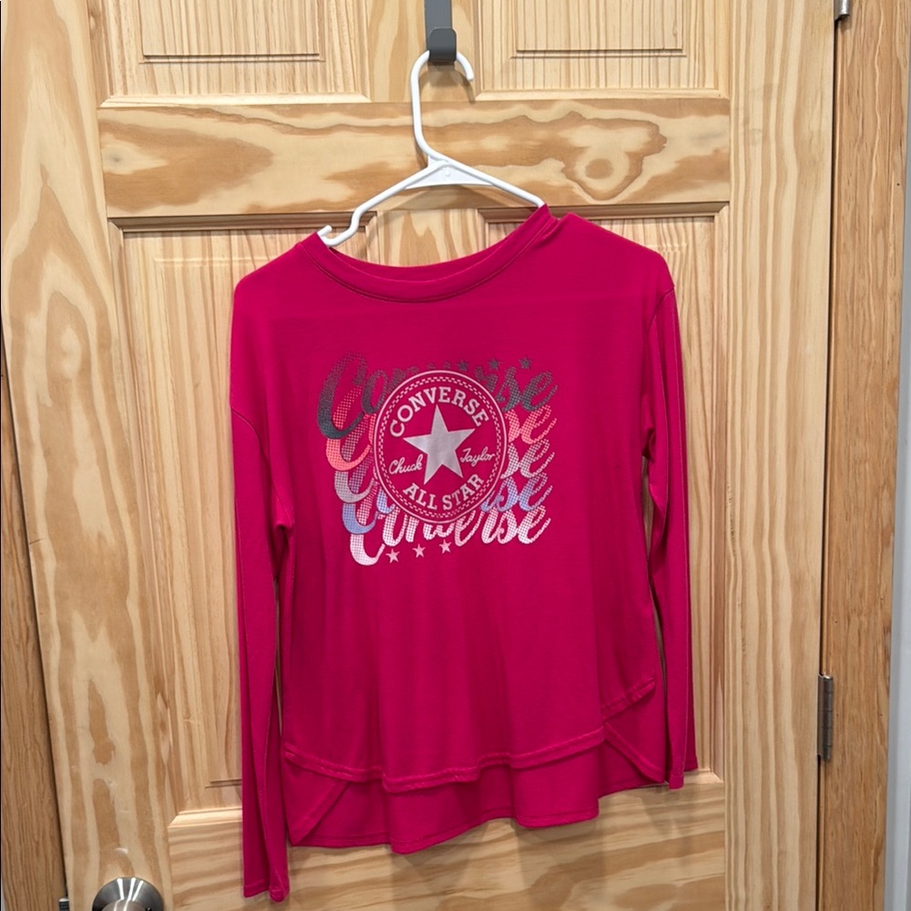 Converse Pink Long Sleeve Tee Casual Comfort